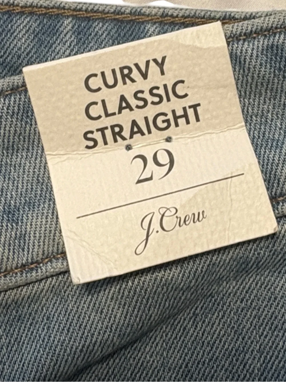 J. Crew Curvy High Rise '90s Classic Straight Jeans in Scuttle Wash 29 NWT